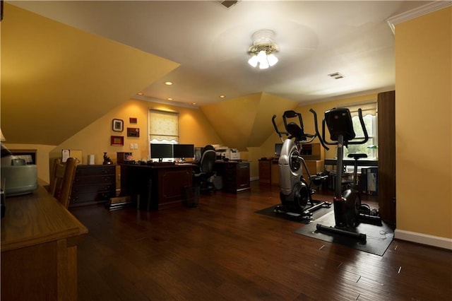 3071 Intrepid Wake, Marietta, GA 30062 - exercise room featuring hardwood / wood-style flooring, lofted ceiling, and recessed lighting