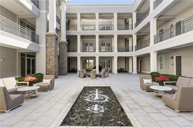 building lobby featuring a high ceiling