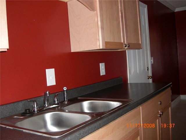 kitchen featuring ornamental molding and sink