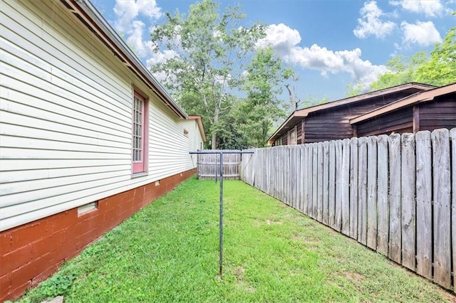 view of yard with a fenced backyard