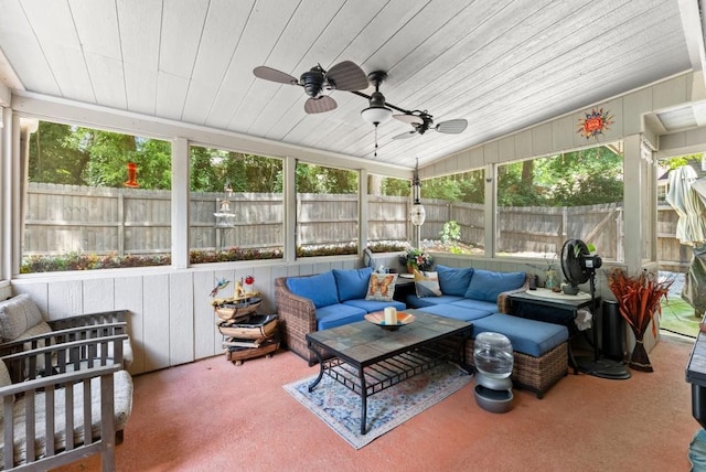 1467 Hewatt Rd, Lilburn, GA 30047 - sunroom / solarium featuring healthy amount of natural light, outdoor lounge area, vaulted ceiling, and ceiling fan