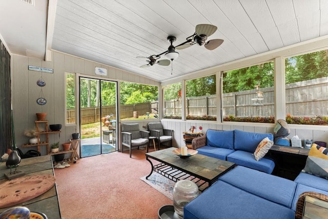 1467 Hewatt Rd, Lilburn, GA 30047 - sunroom / solarium with an outdoor living space, lofted ceiling, and ceiling fan