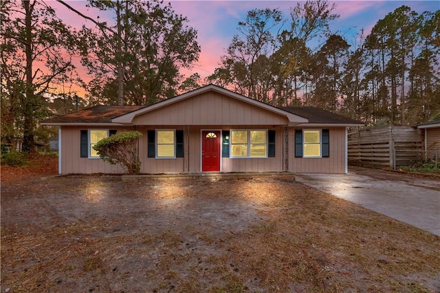 view of single story home