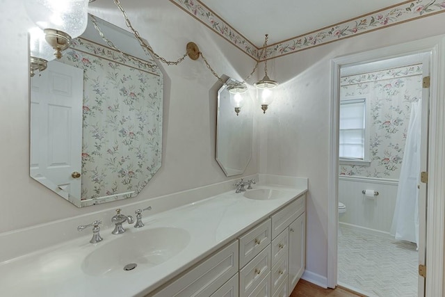 bathroom with toilet and vanity