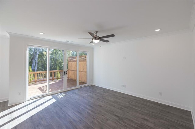 2260 Siskin Square Rd Unit 90, Duluth, GA 30096 - unfurnished room with ornamental molding, dark wood finished floors, baseboards, ceiling fan, and recessed lighting
