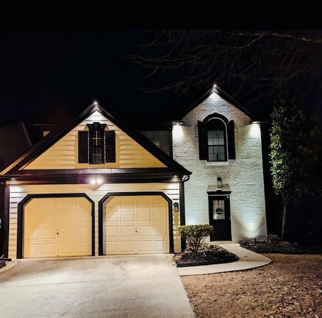 view of front of house with a garage