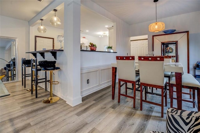 dining room featuring light hardwood / wood-style floors