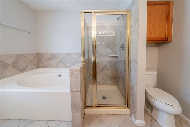 6509 Charter Way, Lithonia, GA 30058 - bathroom with toilet, tile patterned floors, a bath, and a shower stall