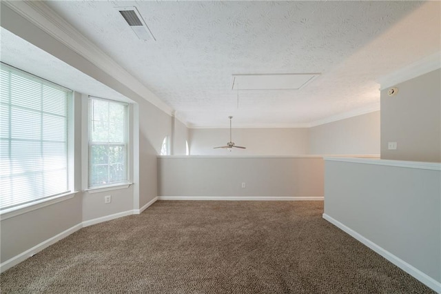 6509 Charter Way, Lithonia, GA 30058 - carpeted spare room with attic access, a textured ceiling, ornamental molding, and baseboards
