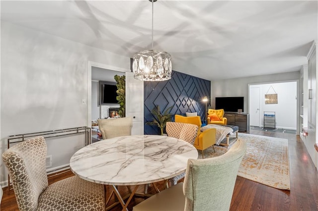 2900 Townley Cir, Atlanta, GA 30340 - dining area with dark wood-type flooring and a chandelier