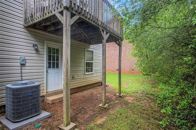 33 Middlebrook Dr, Cartersville, GA 30120 - view of yard featuring central AC unit and a wooden deck