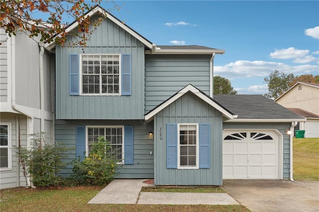 view of front of house with a garage