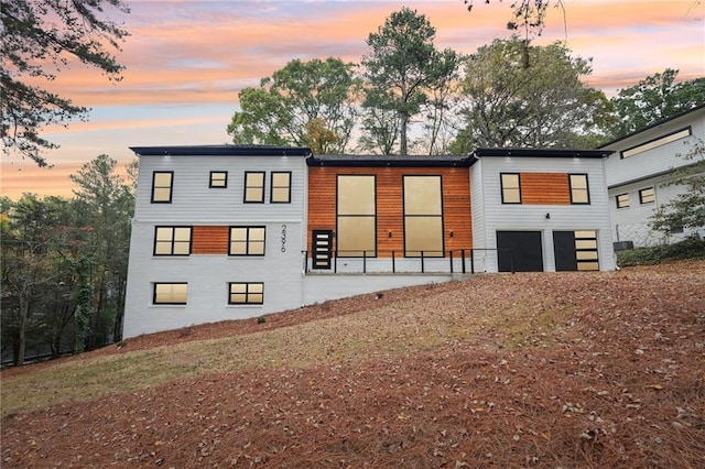 exterior space featuring a garage