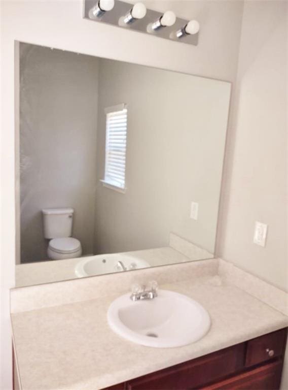 bathroom with toilet and vanity