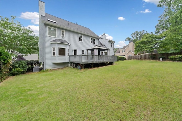 5711 Brynwood Cir NW, Acworth, GA 30101 - back of house with a chimney, a gazebo, central AC, and a deck