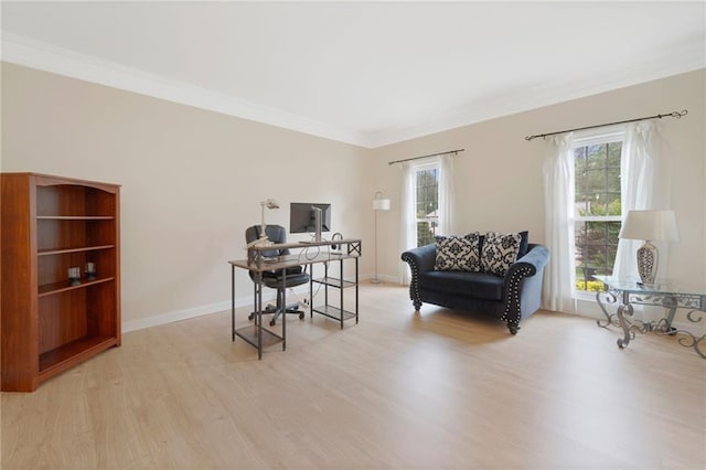 5711 Brynwood Cir NW, Acworth, GA 30101 - office space with light wood-type flooring, crown molding, and baseboards