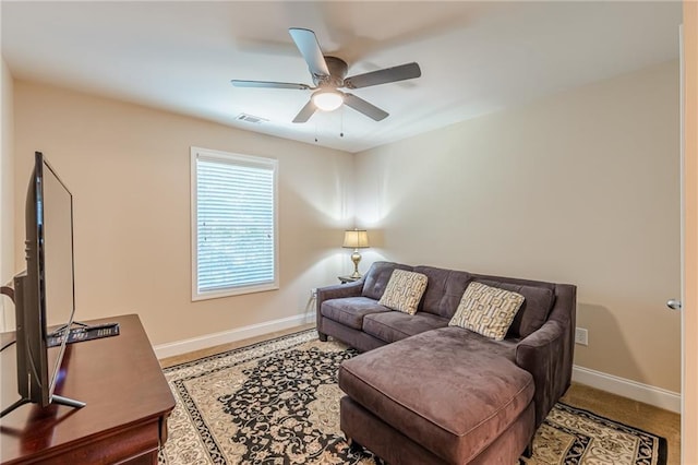 3202 Lucky Pl, Conyers, GA 30013 - living room with ceiling fan and baseboards
