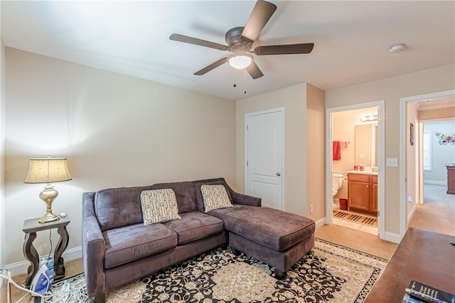 3202 Lucky Pl, Conyers, GA 30013 - living area with ceiling fan and baseboards