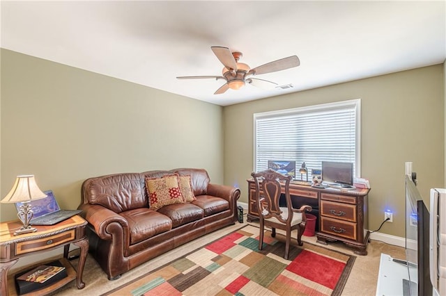 3202 Lucky Pl, Conyers, GA 30013 - office area with ceiling fan and light colored carpet