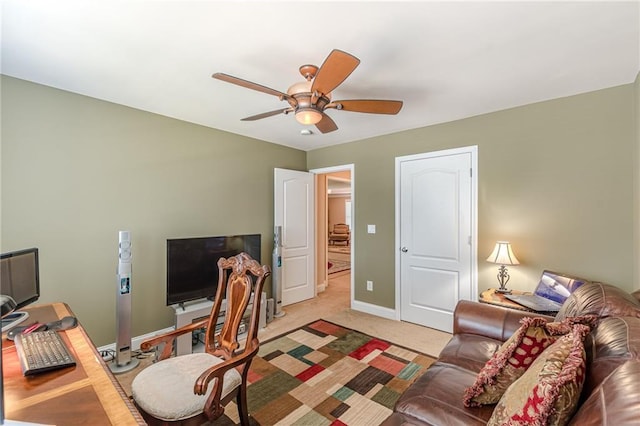 3202 Lucky Pl, Conyers, GA 30013 - home office featuring a ceiling fan and light colored carpet