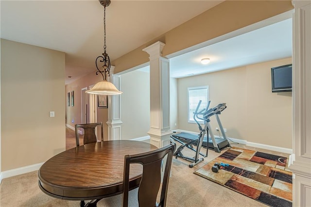 3202 Lucky Pl, Conyers, GA 30013 - dining room with ornate columns and light carpet