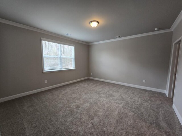 carpeted empty room featuring ornamental molding, a raised ceiling, and ceiling fan