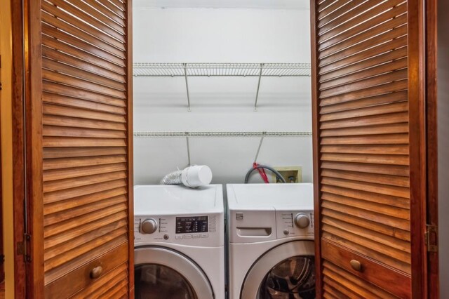 laundry area with washing machine and clothes dryer