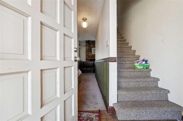 270 Oak Ridge Rd, Covington, GA 30016 - stairway featuring a textured ceiling