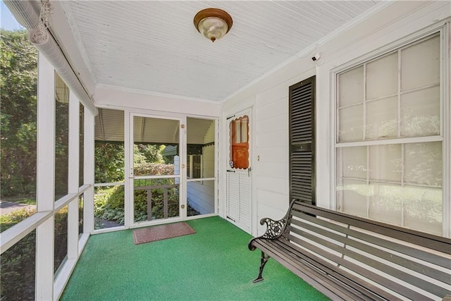 view of unfurnished sunroom