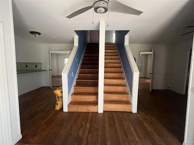 15 Liberty St, Gainesville, GA 30501 - stairs featuring ceiling fan and wood finished floors