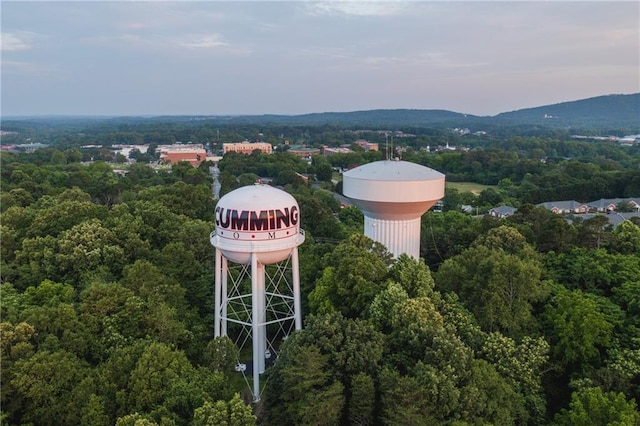 drone / aerial view with a mountain view