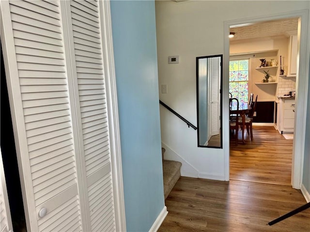 5347 Ocarol Ct, Stone Mountain, GA 30088 - hall featuring wood finished floors and stairway