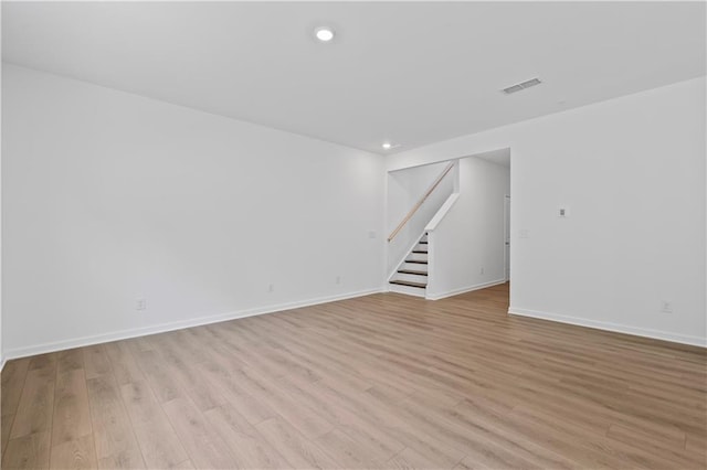 3064 Orwell Dr, Gainesville, GA 30507 - unfurnished room with stairway, light wood finished floors, recessed lighting, and baseboards