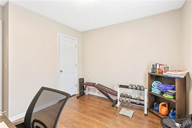 exercise area featuring hardwood / wood-style flooring