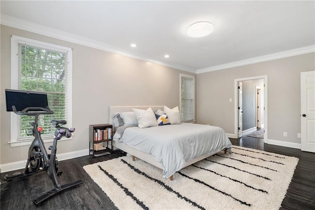 5041 Corinault Pl NW, Acworth, GA 30101 - bedroom featuring ornamental molding, dark wood-style flooring, baseboards, and recessed lighting