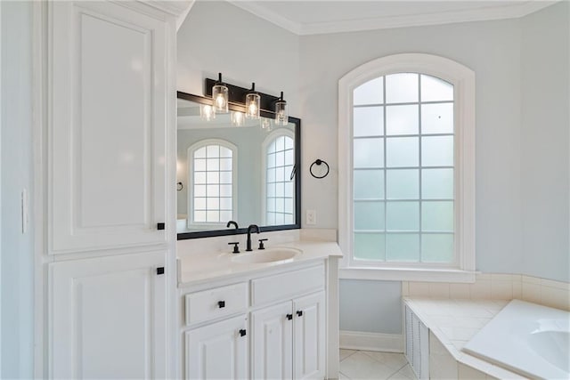 5041 Corinault Pl NW, Acworth, GA 30101 - bathroom with vanity, crown molding, and baseboards