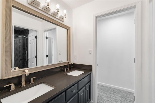 5041 Corinault Pl NW, Acworth, GA 30101 - full bathroom with double vanity and a chandelier
