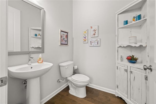 3 Hundley Ln, Roswell, GA 30076 - bathroom featuring toilet, wood finished floors, and baseboards