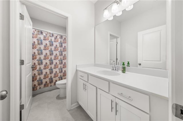 3 Hundley Ln, Roswell, GA 30076 - full bathroom with vanity, toilet, curtained shower, and tile patterned floors