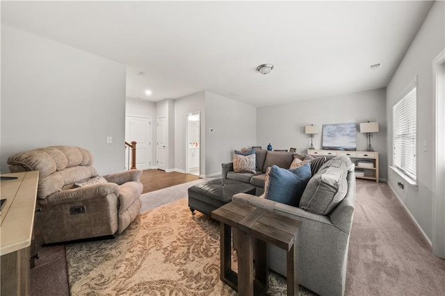 3 Hundley Ln, Roswell, GA 30076 - living room featuring carpet flooring, baseboards, and recessed lighting