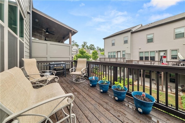 3 Hundley Ln, Roswell, GA 30076 - deck featuring a ceiling fan and a residential view