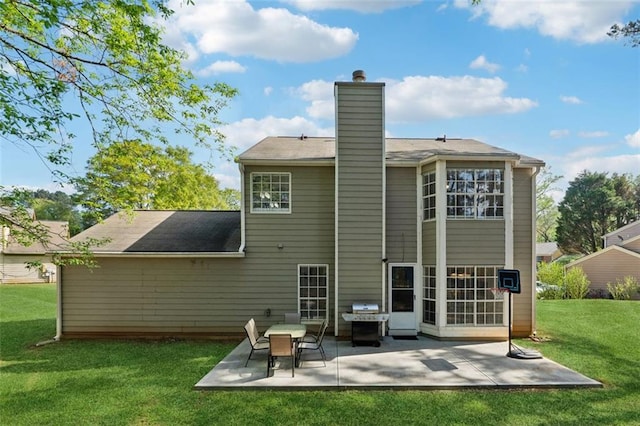4147 Pinehurst Valley Dr, Decatur, GA 30034 - rear view of house with a patio, a chimney, and a lawn