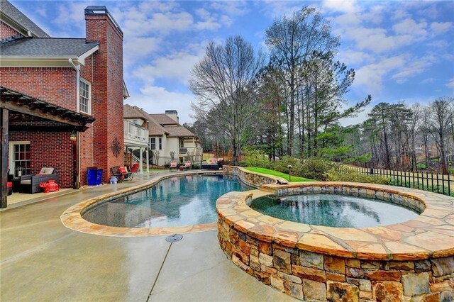 3855 Greenside Ct, Dacula, GA 30019 - view of swimming pool featuring fence, a fenced in pool, an in ground hot tub, and a patio area