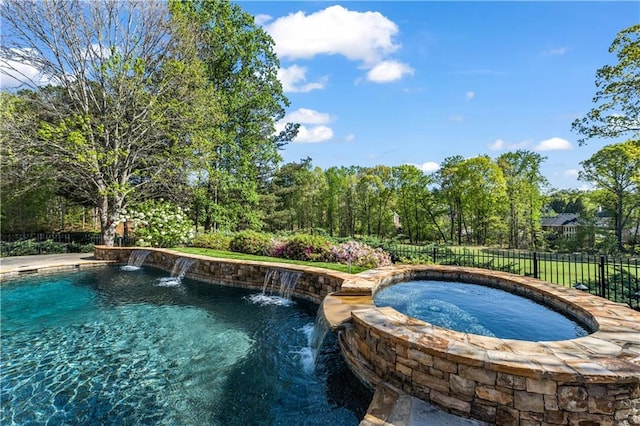 3855 Greenside Ct, Dacula, GA 30019 - view of pool featuring an in ground hot tub, fence, and a fenced in pool