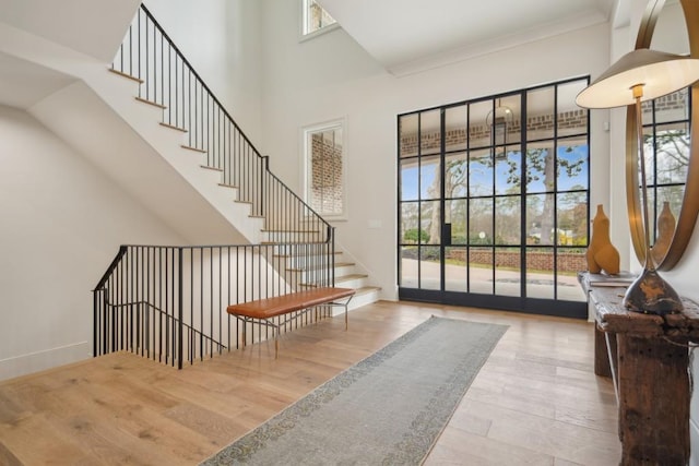 entrance foyer featuring plenty of natural light and wood-type flooring