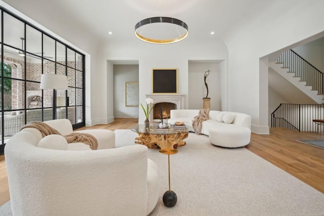 living room featuring light wood-type flooring