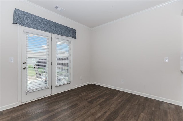 6706 Moondancer Ct, Flowery Branch, GA 30542 - unfurnished room with dark wood-style floors and ornamental molding
