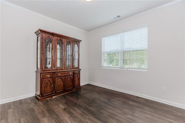 6706 Moondancer Ct, Flowery Branch, GA 30542 - unfurnished room featuring dark wood-style flooring and ornamental molding