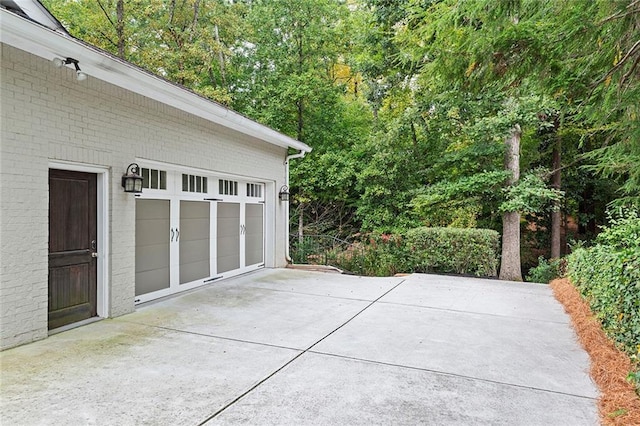 view of detached garage