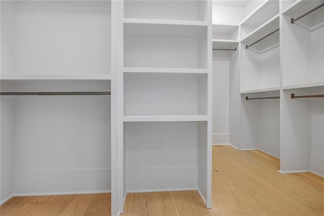 walk in closet with wood finished floors